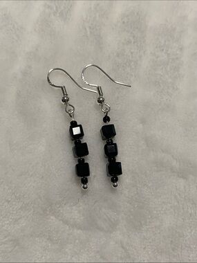 Good Vibes 😎 Only Black Cube Bead Drop Earrings - Women Jewelry